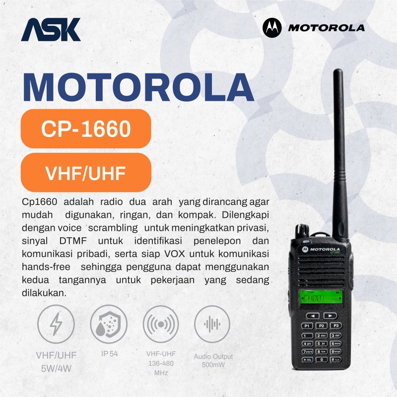 Handy Talky Motorola - CP1660 VHF/UHF
