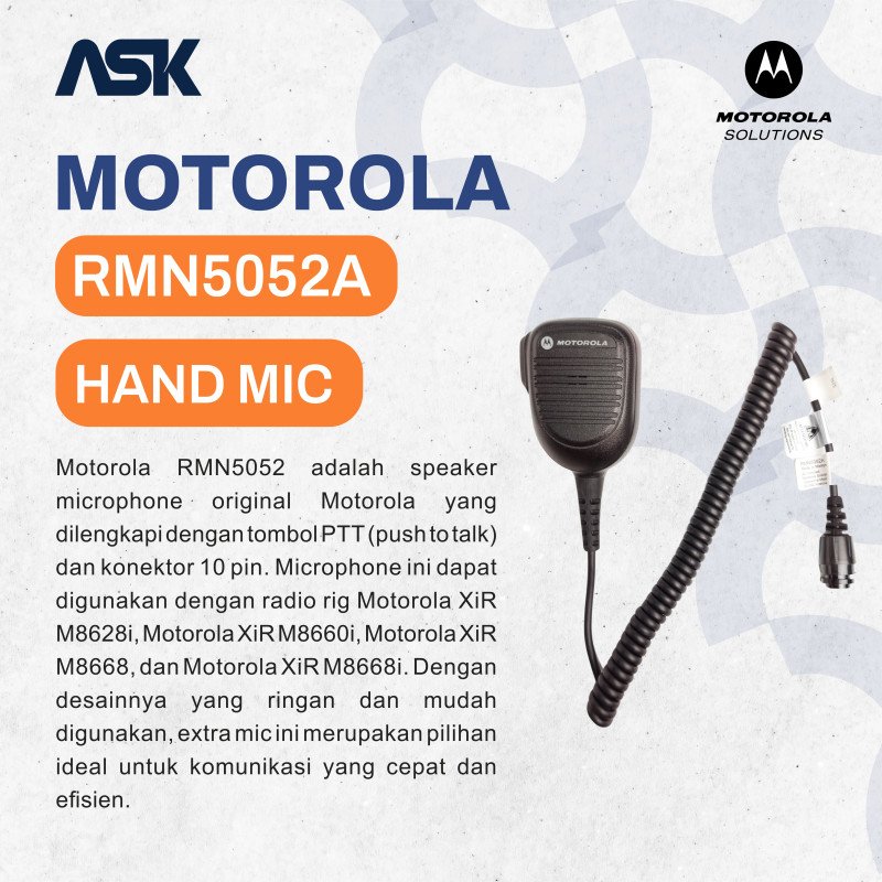 HandMic Radio Mobile RMN5052A MOTOROLA / Hand Mic RMN 5052A MOTOROLA