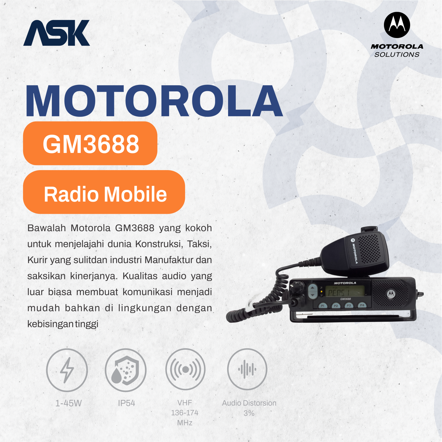Radio Mobile GM3688 MOTOROLA / Radio Mobile GM 3688