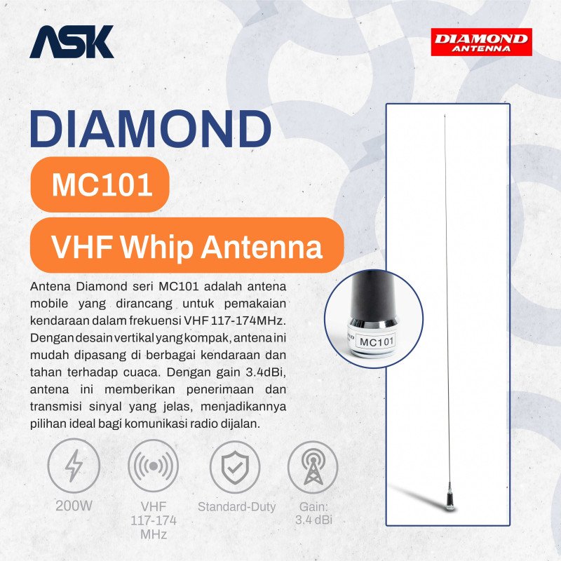 Mobile Antenna DIAMOND - M101 | VHF 134-174Mhz