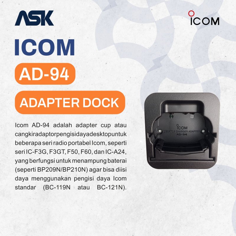 Desktop Charger Adaptor AD-94 ICOM / Docking Cup AD94