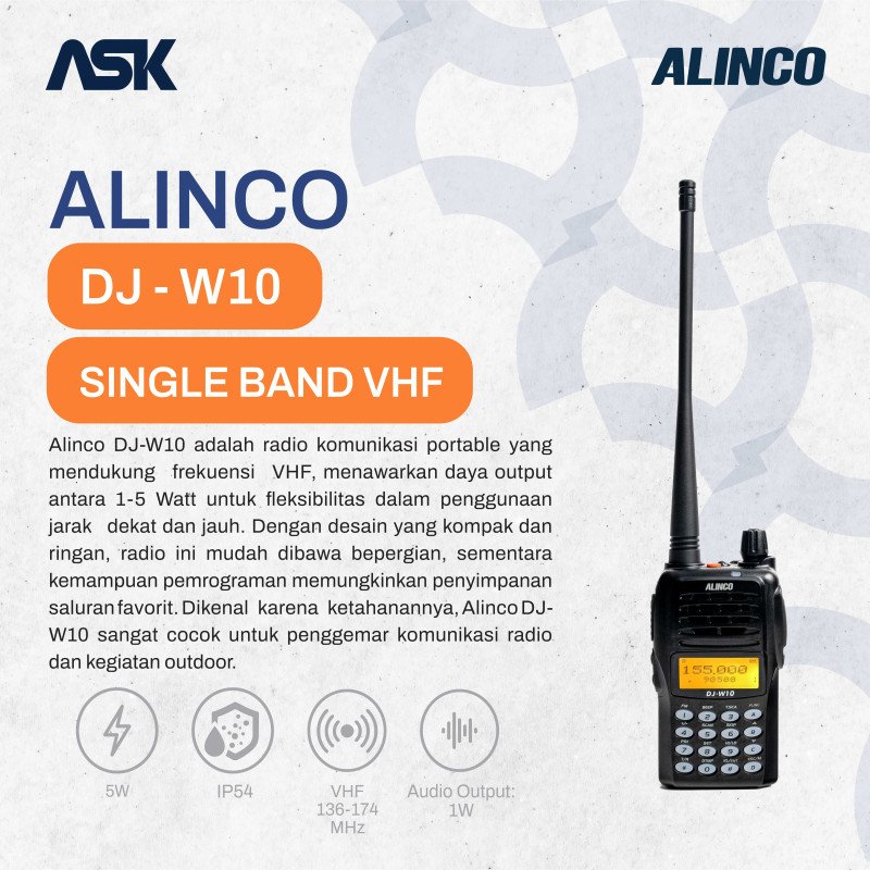 Handy Talky ALINCO - DJ-W10 | VHF 136-174 Mhz