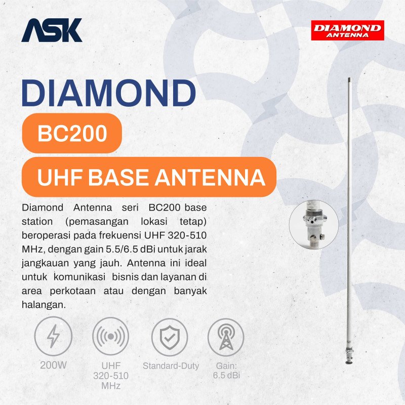 Base Station Antena DIAMOND - BC200L | UHF 370-430 MHz