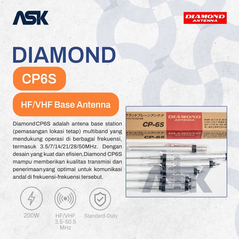 Base Station Antena DIAMOND - CP6S | HF/VHF 3.5-50.5 MHz