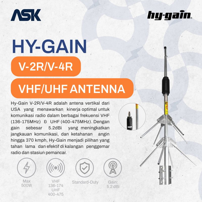Base Station Antena HY-GAIN - Telex V-2R | VHF 136-174MHz