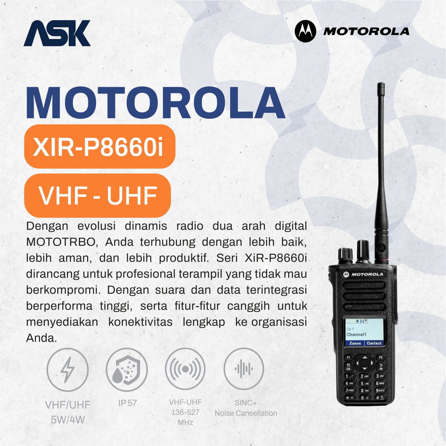 Handy Talky Motorola - XiR-P8660i VHF/UHF
