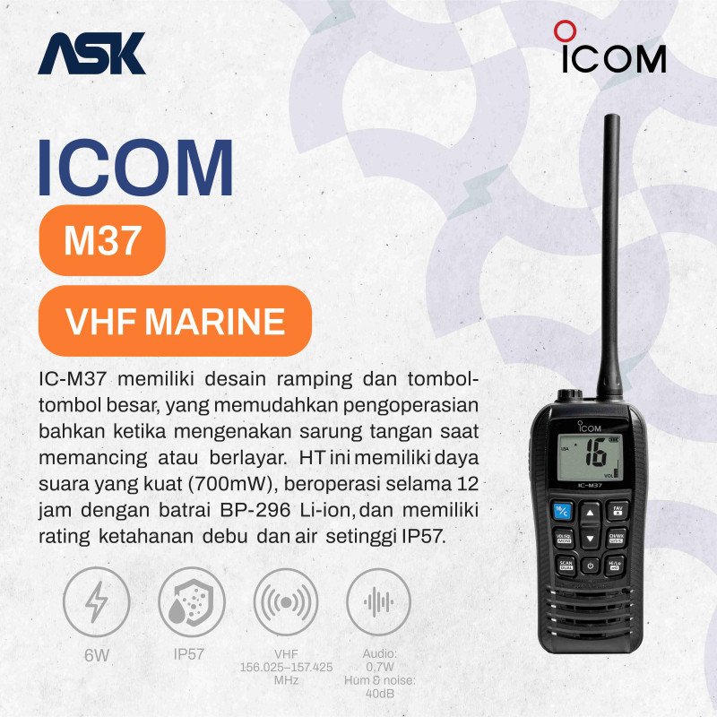 Handy Talky  ICOM - M37 Marine | VHF 156.025–157.425 MHz
