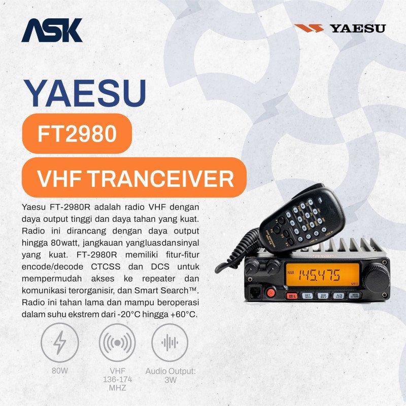 Mobile Radio YAESU - FT2980 | VHF 136-174 MHz